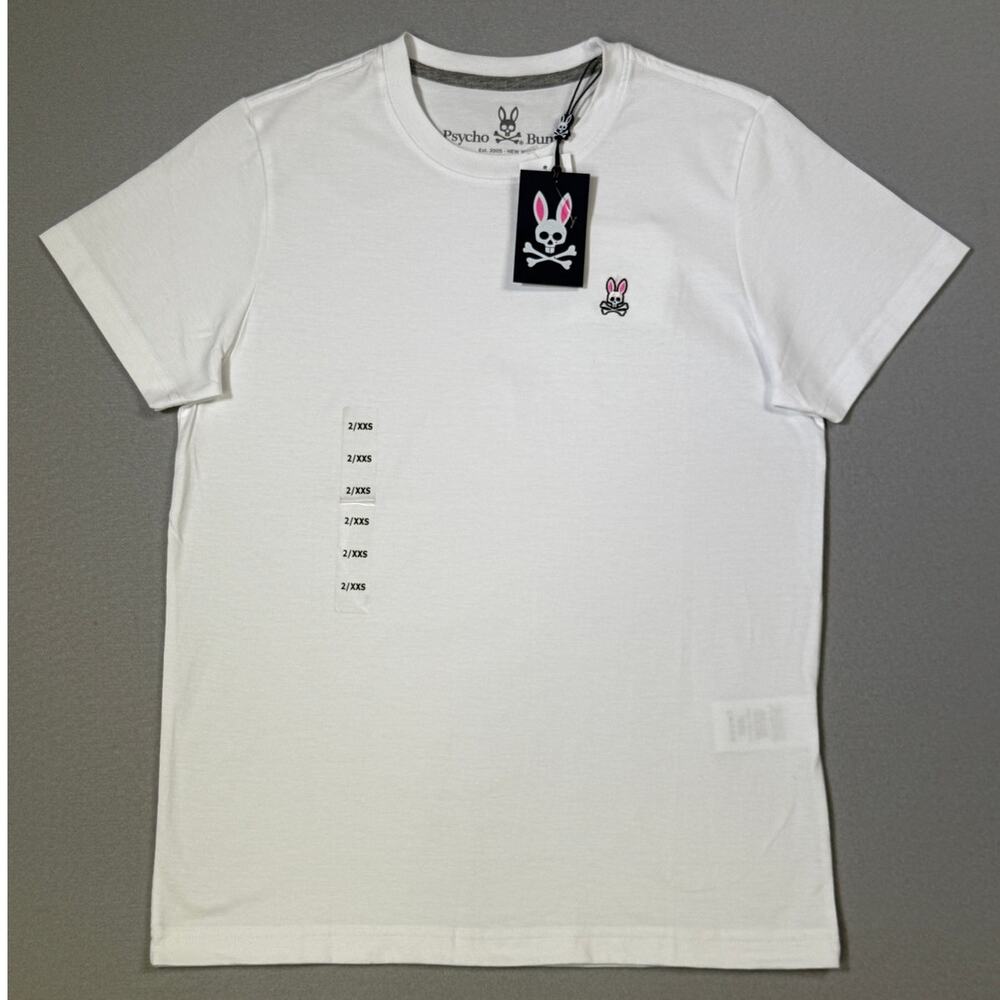 Psycho Bunny Signature crew neck Tee shirt, white 2/XXS $50